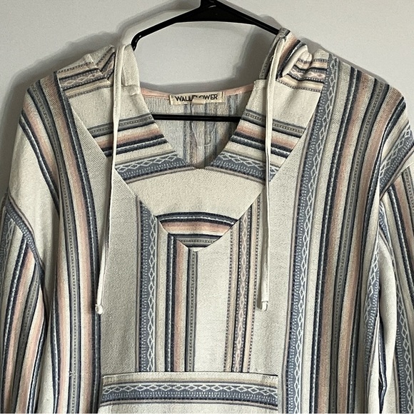 Wallflower Size Large Pullover Knit Hoodie Baja Long Sleeve Multicolor Used - Picture 3 of 7